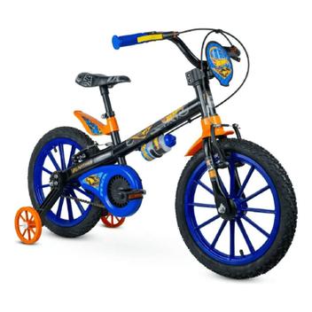Bicicleta Nathor Hot Wheels Vb Aro 16 Rígida 1 Marcha - Azul/laranja