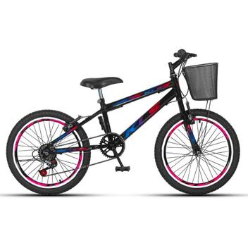 Bicicleta Kls Sport Gold Vb Aro 20 Rígida 7 Marchas - Preto/rosa/azul