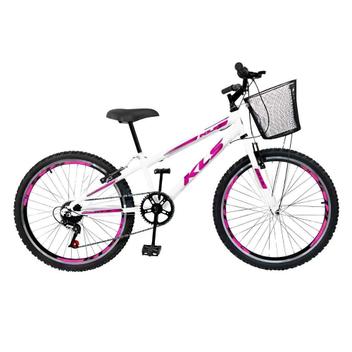 Bicicleta Kls Sport Gold Vb Aro 24 Rígida 7 Marchas - Branco/rosa