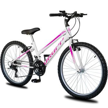Bicicleta Dropp Sport Vb Aro 24 Susp. Dianteira 18 Marchas - Branco/rosa