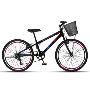 Bicicleta Kls Sport Gold Vb Aro 24 Rígida 7 Marchas - Preto/rosa/azul