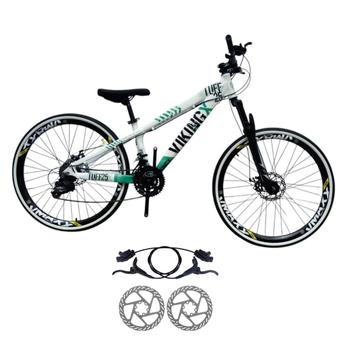 Bicicleta Vikingx Tuff 25 Aro 26 Susp. Dianteira 21 Marchas - Branco/verde