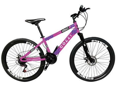 Bicicleta Colli Bike Monaco Disc M Aro 26 Susp. Dianteira 21 Marchas - Rosa