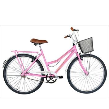 Bicicleta Kls Retrô Vb Aro 26 Rígida 1 Marcha - Rosa/branco