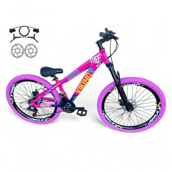 Bicicleta Vikingx Tuff 25 Disc H Aro 26 Susp. Dianteira 21 Marchas - Rosa/azul
