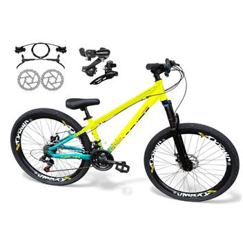 Bicicleta Vikingx Tuff 44 Disc H Aro 26 Susp. Dianteira 21 Marchas - Amarelo/verde