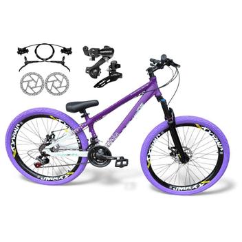 Bicicleta Vikingx Tuff 44 Disc H Aro 26 Susp. Dianteira 21 Marchas - Roxo/branco