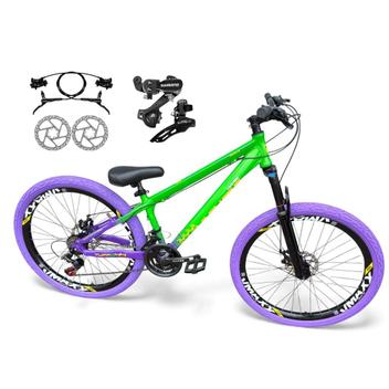 Bicicleta Vikingx Tuff 44 Disc H Aro 26 Susp. Dianteira 21 Marchas - Verde/roxo