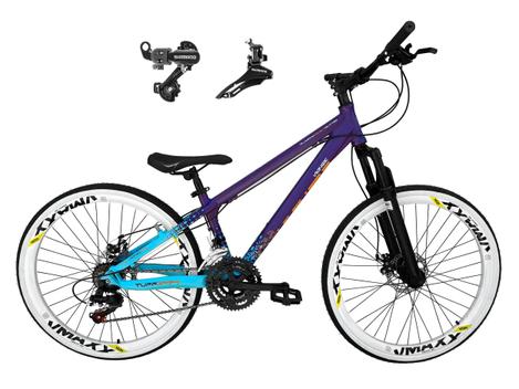 Bicicleta Vikingx Tuff 44 Disc M Aro 26 Susp. Dianteira 21 Marchas - Roxo/azul