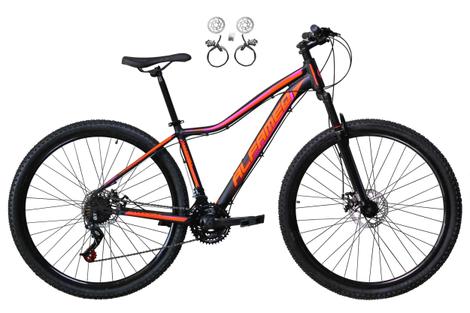 Bicicleta Alfameq Pandora Disc H Aro 29 Susp. Dianteira 21 Marchas - Preto/laranja/rosa