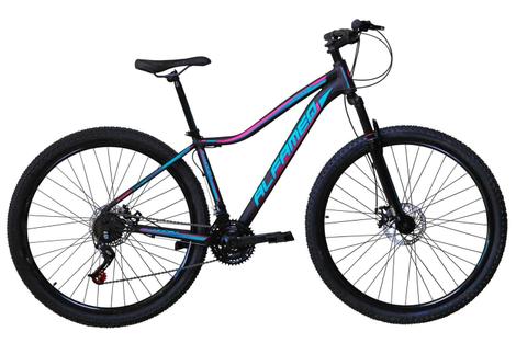 Bicicleta Alfameq Nina Disc M 10016 Aro 29 Susp. Dianteira 21 Marchas - Preto/verde/rosa