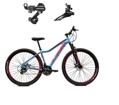 Bicicleta Alfameq Pandora Disc M Aro 29 Susp. Dianteira 21 Marchas - Azul/rosa