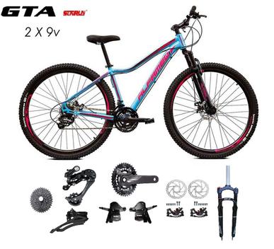 Bicicleta Alfameq Pandora Disc M Aro 29 Susp. Dianteira 18 Marchas - Azul/rosa