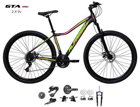 Bicicleta Alfameq Pandora Disc M Aro 29 Susp. Dianteira 18 Marchas - Preto/amarelo/rosa