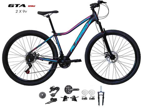 Bicicleta Alfameq Pandora Disc M Aro 29 Susp. Dianteira 18 Marchas - Preto/verde/rosa