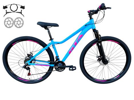 Bicicleta Gta Bike Start Plus Disc H Aro 29 Susp. Dianteira 21 Marchas - Azul/rosa