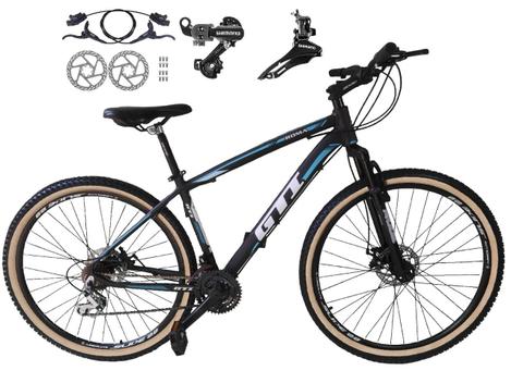 Bicicleta Gti T19 Disc H Aro 29 Susp. Dianteira 21 Marchas - Preto/azul