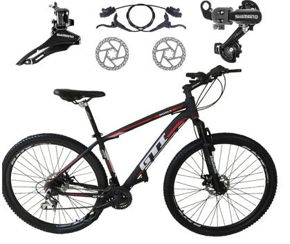 Bicicleta Gti T17 Disc H Aro 29 Susp. Dianteira 21 Marchas - Preto/vermelho