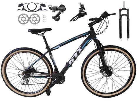 Bicicleta Gti T21 Disc H Aro 29 Susp. Dianteira 24 Marchas - Preto/azul