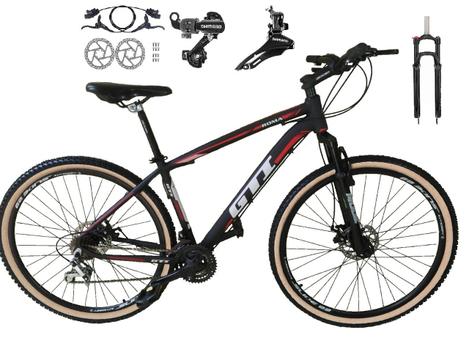 Bicicleta Gti T15 Disc H Aro 29 Susp. Dianteira 24 Marchas - Preto/vermelho