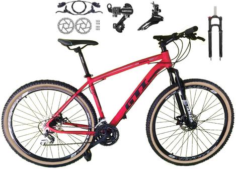 Bicicleta Gti T21 Disc H Aro 29 Susp. Dianteira 24 Marchas - Vermelho