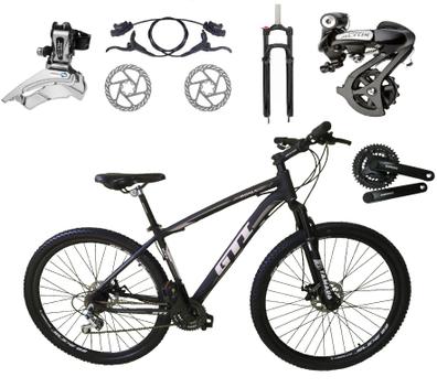 Bicicleta Gti T19 Disc H Aro 29 Susp. Dianteira 24 Marchas - Preto/cinza