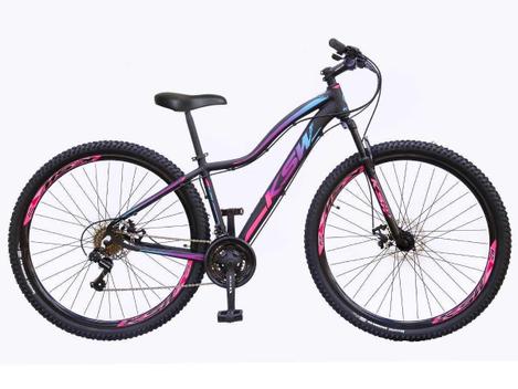 Bicicleta Ksw Xlt Disc M Aro 29 Susp. Dianteira 21 Marchas - Preto/azul/rosa