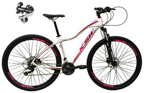 Bicicleta Ksw Xlt Disc M Aro 29 Susp. Dianteira 24 Marchas - Branco/rosa