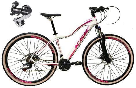 Bicicleta Ksw Mwza Disc M Aro 29 Susp. Dianteira 24 Marchas - Branco/violeta