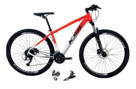 Bicicleta Ksw Xlt Disc M Aro 29 Susp. Dianteira 24 Marchas - Branco/laranja