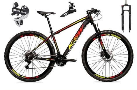 Bicicleta Ksw Xlt Disc M Aro 29 Susp. Dianteira 24 Marchas - Preto/amarelo/vermelho
