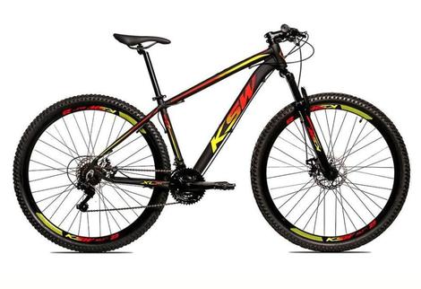 Bicicleta Ksw Xlt Disc H Aro 29 Susp. Dianteira 27 Marchas - Preto/amarelo/vermelho