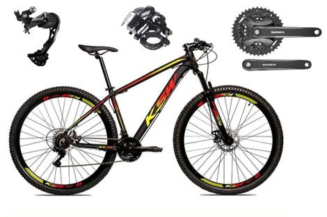 Bicicleta Ksw Xlt Disc H Aro 29 Susp. Dianteira 27 Marchas - Preto/amarelo/cinza