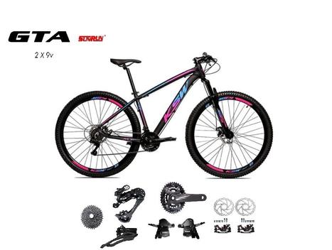 Bicicleta Ksw Xlt Disc M Aro 29 Susp. Dianteira 18 Marchas - Preto/rosa/azul