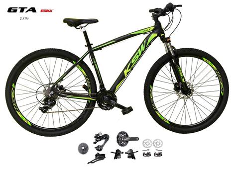 Bicicleta Ksw Xlt Disc M Aro 29 Susp. Dianteira 18 Marchas - Preto/verde