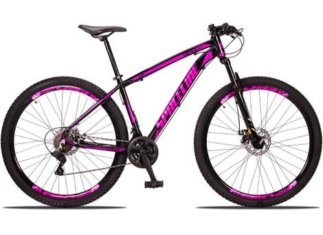 Bicicleta Spaceline Vega Disc M Aro 29 Susp. Dianteira 24 Marchas - Preto/rosa
