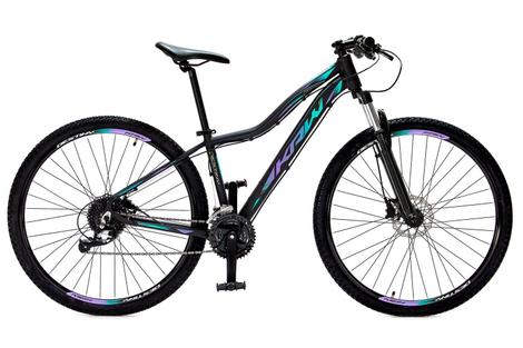 Bicicleta Krw S5 Aro Susp. Dianteira 24 Marchas - Preto/rosa/azul