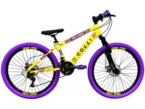 Bicicleta Colli Bike Grau Disc M Aro 26 Susp. Dianteira 21 Marchas - Amarelo/roxo
