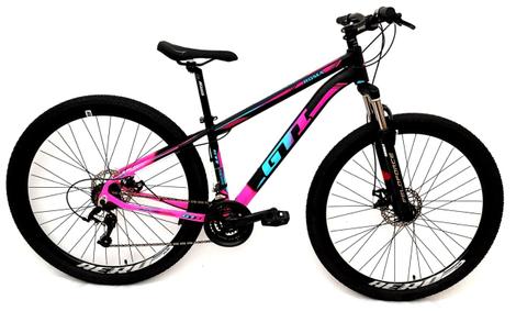 Bicicleta Gti T15 Disc M Aro 29 Susp. Dianteira 21 Marchas - Preto/rosa/azul