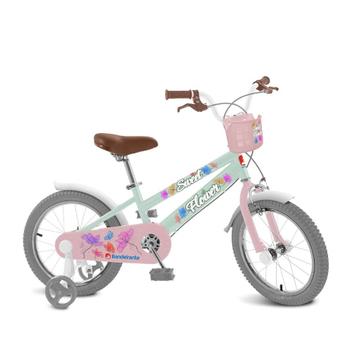 Bicicleta Bandeirante Sweet Flower Aro 16 Rígida 1 Marcha - Verde/rosa