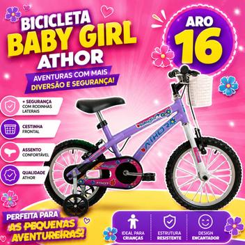 Bicicleta Athor Bike Baby Girl Vb Aro 16 Rígida 1 Marcha - Violeta
