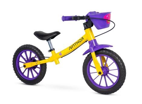 Bicicleta Nathor Balance Garden Fly Aro 12 Rígida 1 Marcha - Amarelo/roxo