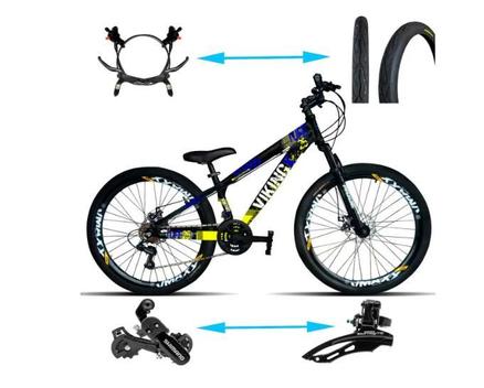 Bicicleta Vikingx Tuff 25/30 Disc H Aro 26 Susp. Dianteira 21 Marchas - Preto/amarelo