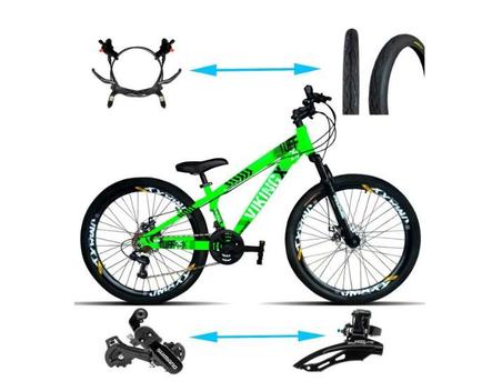 Bicicleta Vikingx Tuff 25/30 Disc H Aro 26 Susp. Dianteira 21 Marchas - Verde