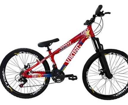 Bicicleta Vikingx Tuff 25 Disc M Aro 26 Susp. Dianteira 21 Marchas - Vermelho/azul