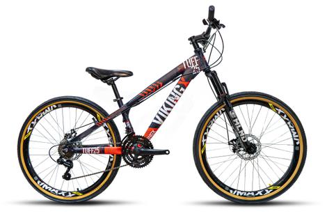 Bicicleta Vikingx Tuff 25 Disc M Aro 26 Susp. Dianteira 21 Marchas - Laranja/roxo