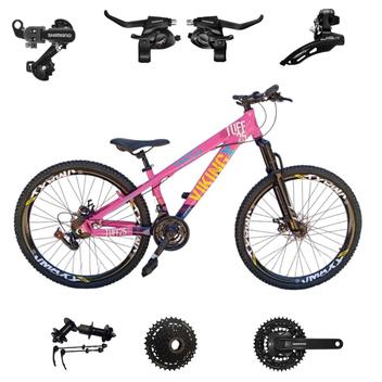 Bicicleta Vikingx Tuff 25 Disc M Aro 26 Susp. Dianteira 24 Marchas - Rosa/azul