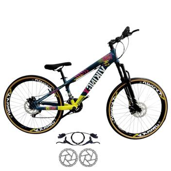 Bicicleta Vikingx Tuff 25 Disc H Aro 26 Susp. Dianteira 24 Marchas - Azul/amarelo