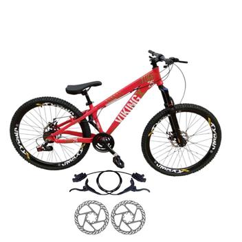 Bicicleta Vikingx Tuff 25 Disc H Aro 26 Susp. Dianteira 24 Marchas - Vermelho
