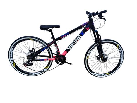 Bicicleta Vikingx Tuff 30 Aro 26 Susp. Dianteira 24 Marchas - Preto/rosa